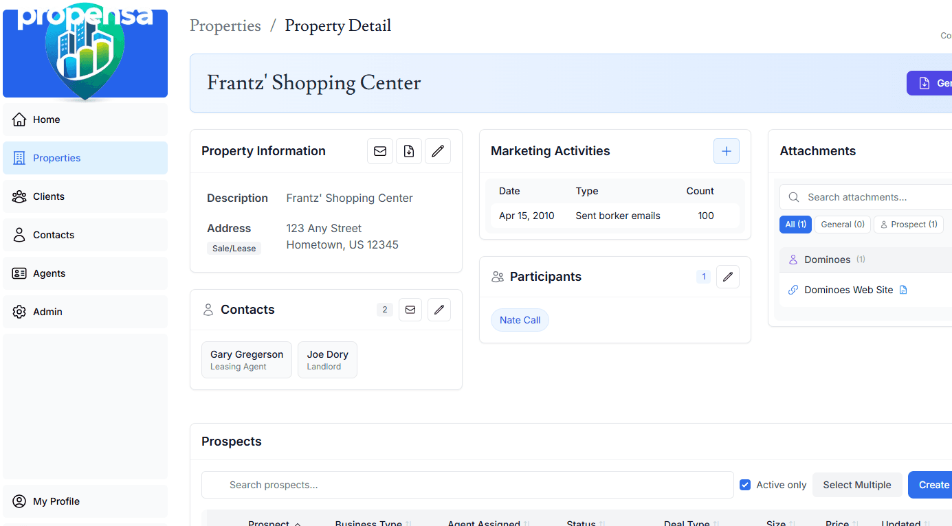 Property Listing Dashboard Screenshot
